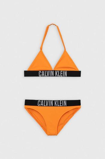 Dvoudílné dětské plavky Calvin Klein Jeans oranžová barva