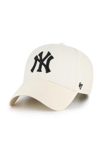 Čepice s vlněnou směsí 47brand Mlb New York Yankees béžová barva, s aplikací