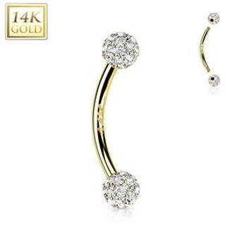 Šperky4U Zlatý piercing do obočí, 1,2 x 8 mm, Au 585/1000 - ZL01233-1208-YG