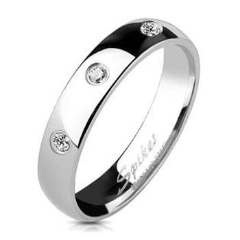 Spikes USA Ocelový prsten se 3mi zirkony - velikost 52 - OPR1198-4-52