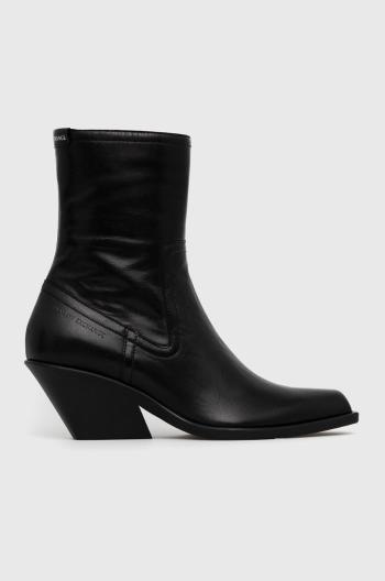 Westernové kožené boty Armani Exchange dámské, černá barva, na podpatku