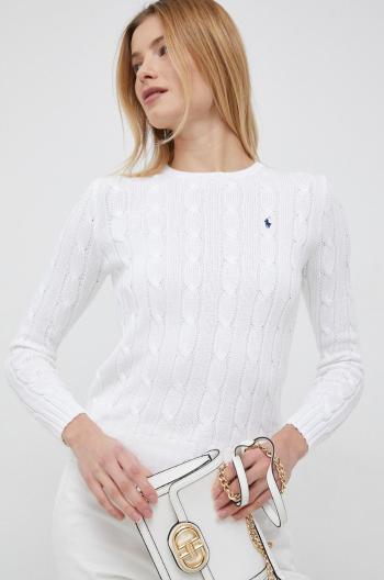 Bavlněný svetr Polo Ralph Lauren dámský, bílá barva