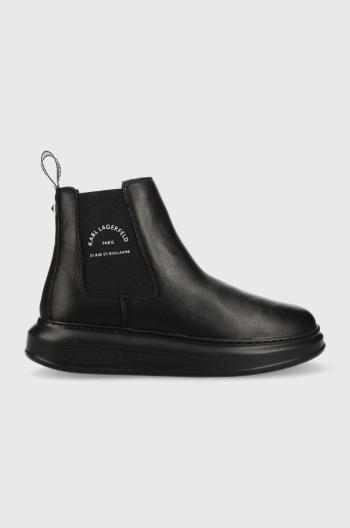 Kožené kotníkové boty Karl Lagerfeld Kapri Mens pánské, černá barva