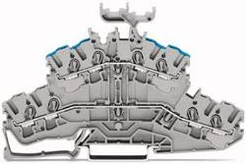 Průchozí svorka pro čtyři žíly WAGO 2002-2433, pružinové připojení , 5.20 mm, šedá, 50 ks