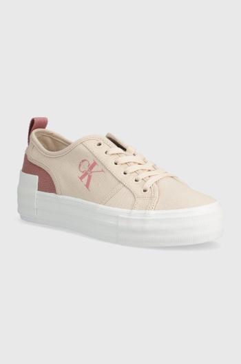 Tenisky Calvin Klein Jeans BOLD VULC FLATF LOW CS ML BTW dámské, růžová barva, YW0YW01412