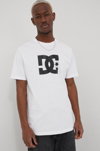 Bavlněné tričko DC bílá barva, s potiskem