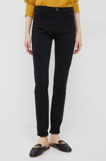Kalhoty Emporio Armani dámské, černá barva, přiléhavé, medium waist