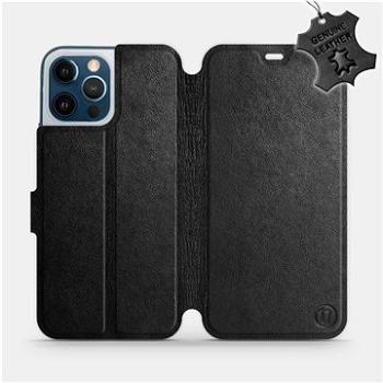 Flipové pouzdro na mobil Apple iPhone 12 Pro Max - Černé - kožené - Black Leather (5903516377831)