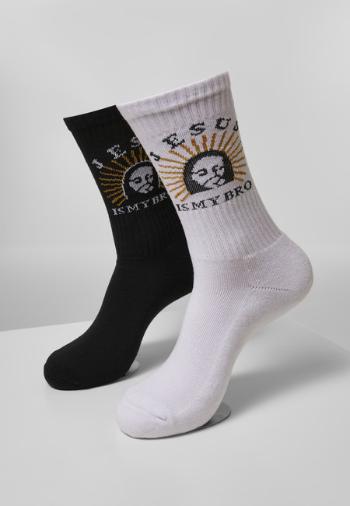 Mr. Tee Jesus Is My Bro Socks 2-Pack black/white - 39–42
