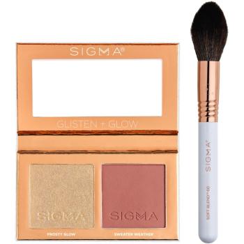 Sigma Beauty Glisten + Glow Cheek Duo tvářenka s rozjasňovačem se štětečkem 128,2 g