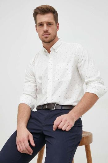 Košile GAP pánská, bílá barva, regular, s límečkem button-down