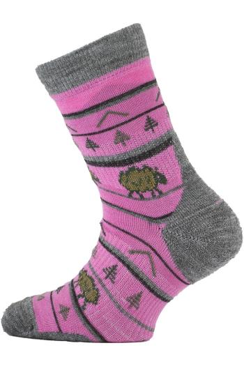Lasting TJL 408 růžová merino ponožka junior slabší Velikost: (29-33) XS ponožky