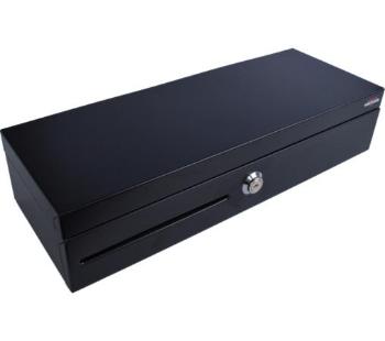 Virtuos pokladní zásuvka FT-460C Flip top, bez víka, 9-24V, černá - s kabelem, EKN0008
