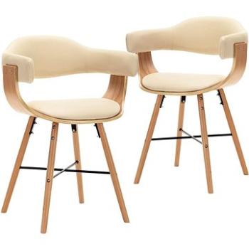 Jídelní židle 2 ks krémové umělá kůže a ohýbané dřevo (283140)