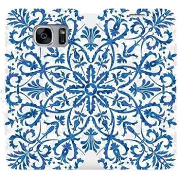 Flipové pouzdro na mobil Samsung Galaxy S7 Edge - ME01P Modré květinové vzorce (5903226203512)