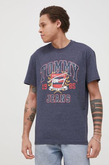 Tričko Tommy Jeans pánský, tmavomodrá barva, s potiskem