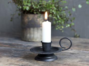 Černý antik svícen na úzkou svíčku Ferrio - 10*8*5cm 71067124 (71671-24)