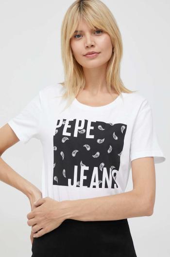 Bavlněné tričko Pepe Jeans Lucie bílá barva