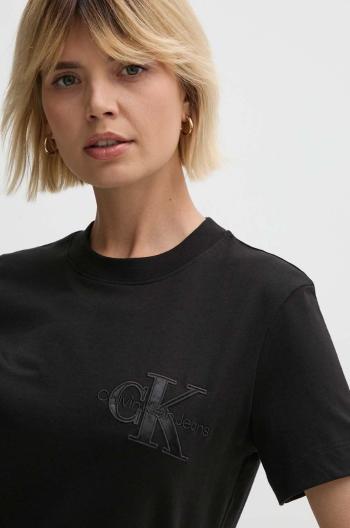 Bavlněné tričko Calvin Klein Jeans černá barva, J20J223925