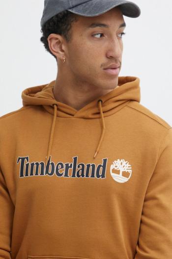 Mikina Timberland pánská, hnědá barva, s kapucí, s potiskem, TB0A5UKKP471