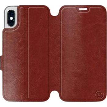 Flipové pouzdro na mobil Apple iPhone XS v provedení  Brown&Orange s oranžovým vnitřkem (5903226468140)