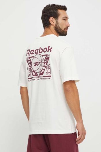 Bavlněné tričko Reebok Classic Basketball béžová barva, s potiskem