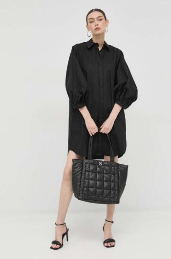 Bavlněné šaty Silvian Heach černá barva, mini, oversize
