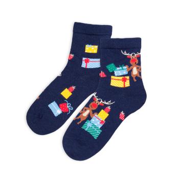 Ponožky s vánočním motivem WOLA SOB S DÁRKY modré Velikost: 45-47