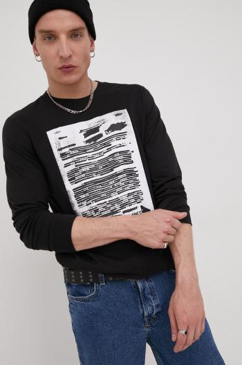 Bavlněné tričko s dlouhým rukávem adidas Originals HC9466 černá barva, s potiskem