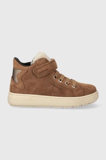 Dětské semišové sneakers boty Geox J36HYC 022BH J THELEVEN WPF hnědá barva