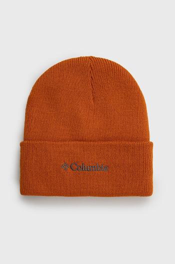 Dětska čepice Columbia oranžová barva, z husté pleteniny