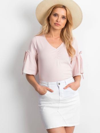 RŮŽOVÁ DÁMSKÁ HALENKA S VOLÁNOVÝMI RUKÁVY YP-BZ-ATD1444-S14.65-LIGHT PINK Velikost: M