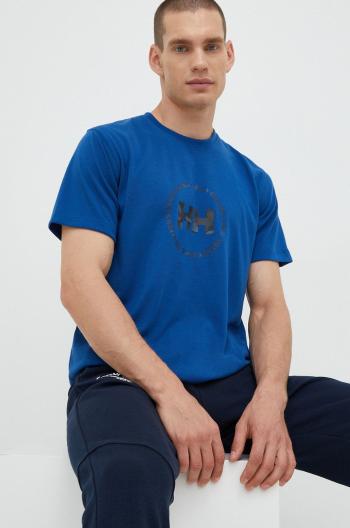 Tričko Helly Hansen modrá barva, s potiskem