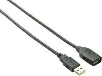 USB prodlužovací kabel 1x USB 2.0 zástrčka ⇔ 1x USB 2.0 zásuvka, 10 m, černá, pozlacený