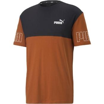 Puma PUMA POWER COLOR BLOCK TEE Pánské triko, hnědá, velikost XXL