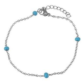 Šperky4U Ocelový náramek s tyrkysovými korálky - OPA1601-Q