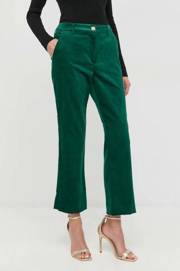 Kalhoty Marella dámské, zelená barva, jednoduché, medium waist