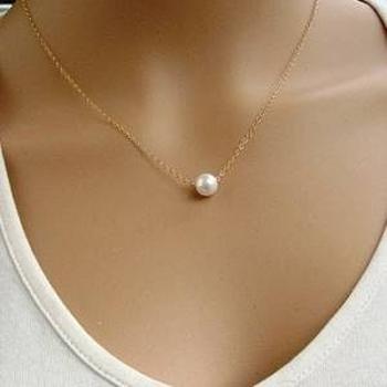 Šperky4U Zlacený náhrdelník s perličkou - BX3000-02