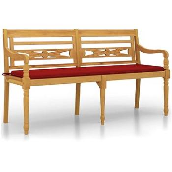 SHUMEE Lavice Batavia s červenou poduškou 150 cm teak 3100832 (3100832)