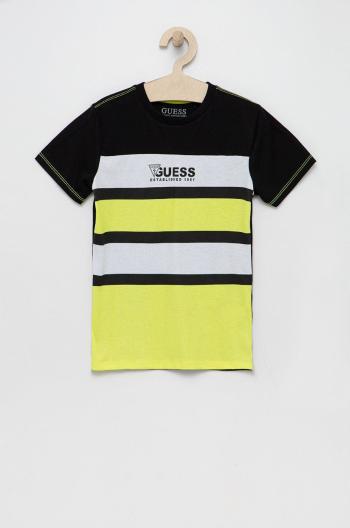 Dětské bavlněné tričko Guess žlutá barva