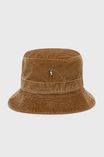 Manšestrový klobouok Polo Ralph Lauren hnědá barva, bavlněný