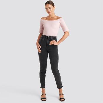 Černé skinny džíny s vysokým pasem – 38