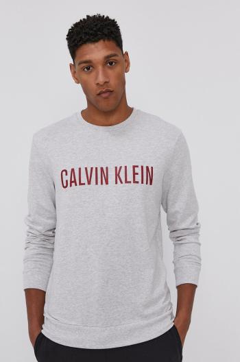 Pyžamová mikina Calvin Klein Underwear pánská, šedá barva, s potiskem