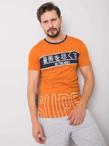 ORANŽOVÉ PÁNSKÉ TRIČKO S POTISKEM MH-TS-19192.13-ORANGE Velikost: 2XL