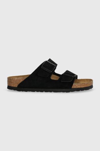 Semišové pantofle Birkenstock Arizona dámské, černá barva, 1027164