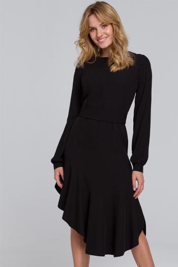 Černé asymetrické šaty K077
