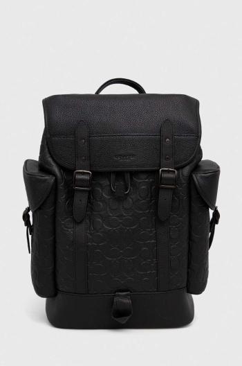 Kožený batoh Coach pánský, černá barva, velký, vzorovaný