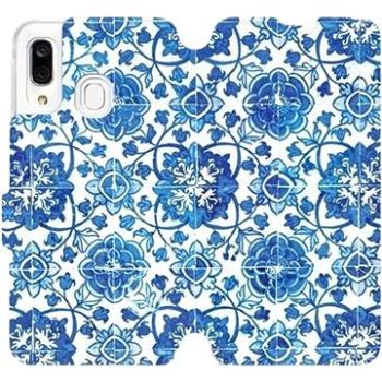 Flipové pouzdro na mobil Samsung Galaxy A40 - ME05P Modré dlaždice s květy (5903226863778)