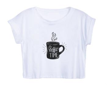 Dámské tričko Organic Crop Top Coffee time