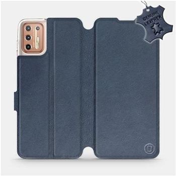 Kožené flip pouzdro na mobil Motorola Moto G9 Plus - Modré -  Blue Leather (5903516401512)